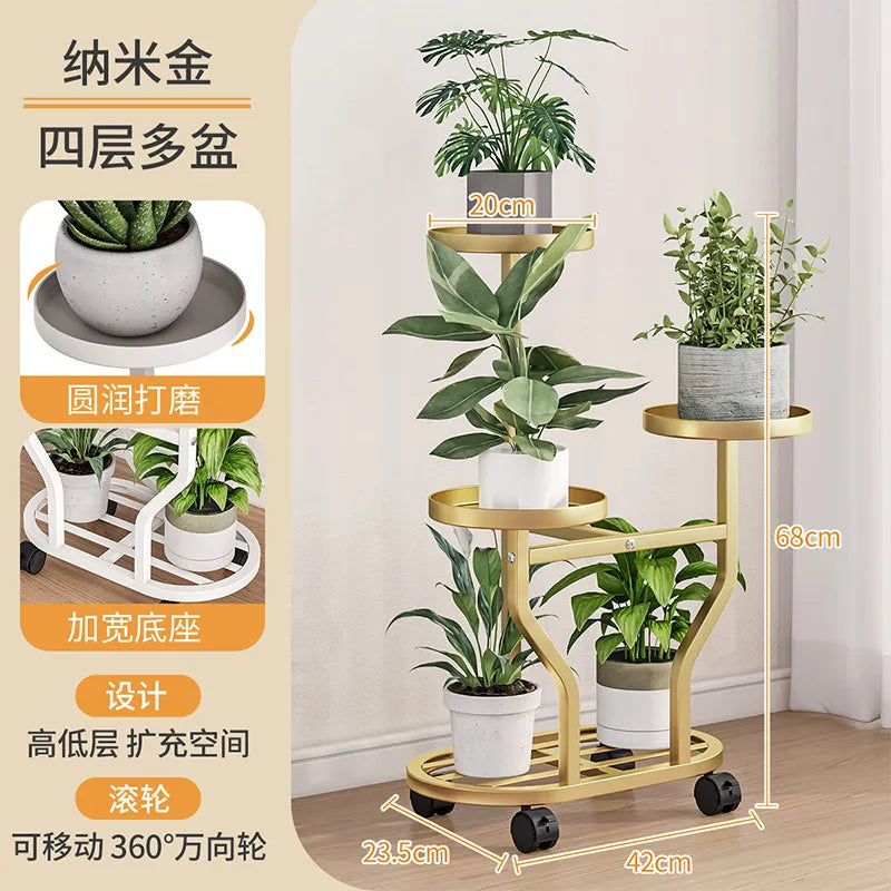 support plantes métal moderne niveaux noir blanc doré vis fixations