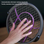 raquette électrique anti moustiques gris violet surface rotative moderne rechargeable fly swatter zapper