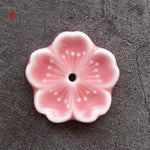 porte bâtonnets encens fleurs stylisées céramique artisanal rose bleu vert blanc jaune pâle marine