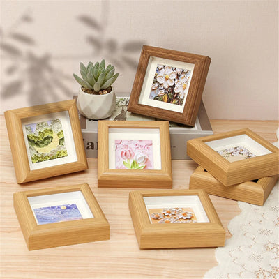 Cadre photo carré en bois blanc pour aquarelle enfants