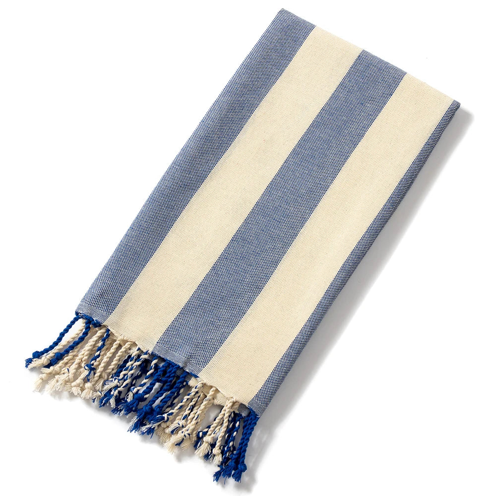 serviette plage coton vert clair beige rayures moderne absorbante entretien facile océan noël franges