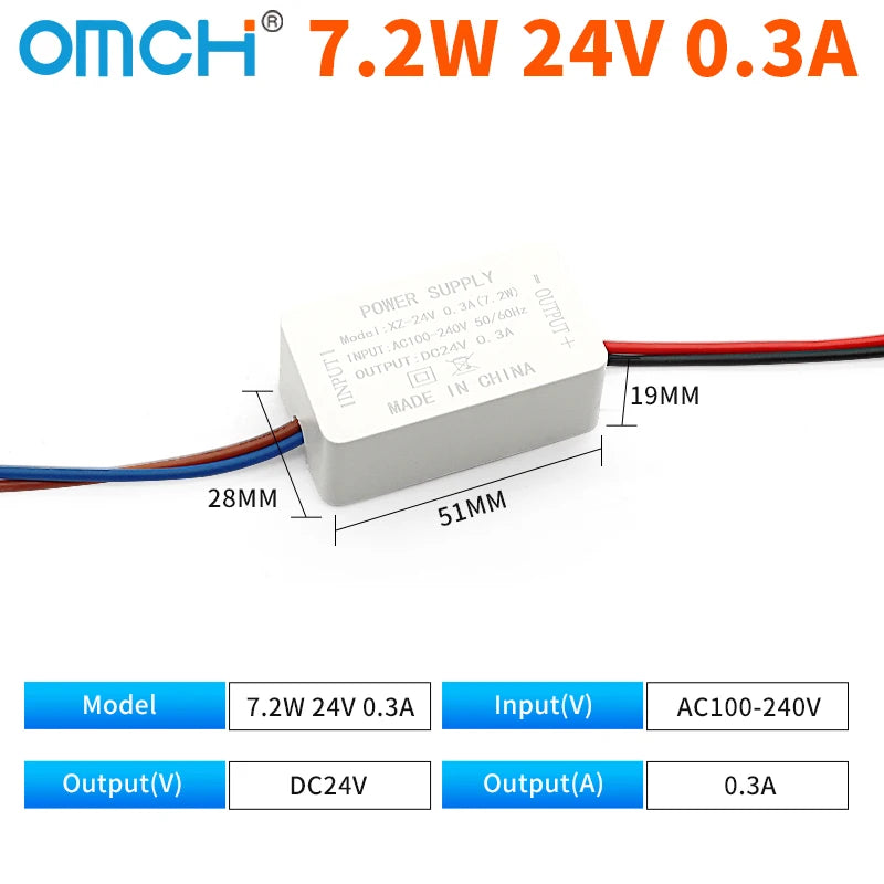 transformateur puissance blanc 5w 12w 24w ac100 240v dc5v 12v câbles couleur moderne compact