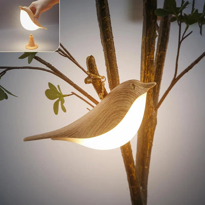 Lampe de chevet oiseau sans fil noir sur table de nuit