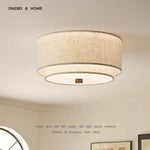 lampe moderne tissu fini beige clair éclairage led surface télécommande