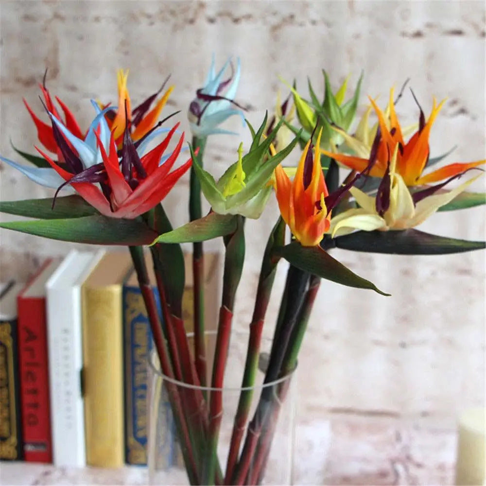 fleurs artificielles modernes bouquet rouge jaune bleu vert intérieur décoration maison mariage anniversaire