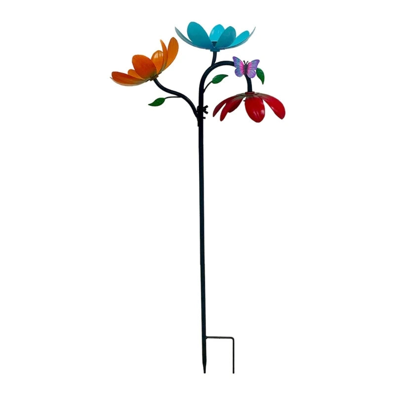 décoration jardin papillon fleurs colorées moderne crochet métallique extérieur orange bleu rouge vert