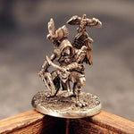 figurine bronze oiseau arc chasseur médiéval fantastique décoration intérieure sculpteur detalles