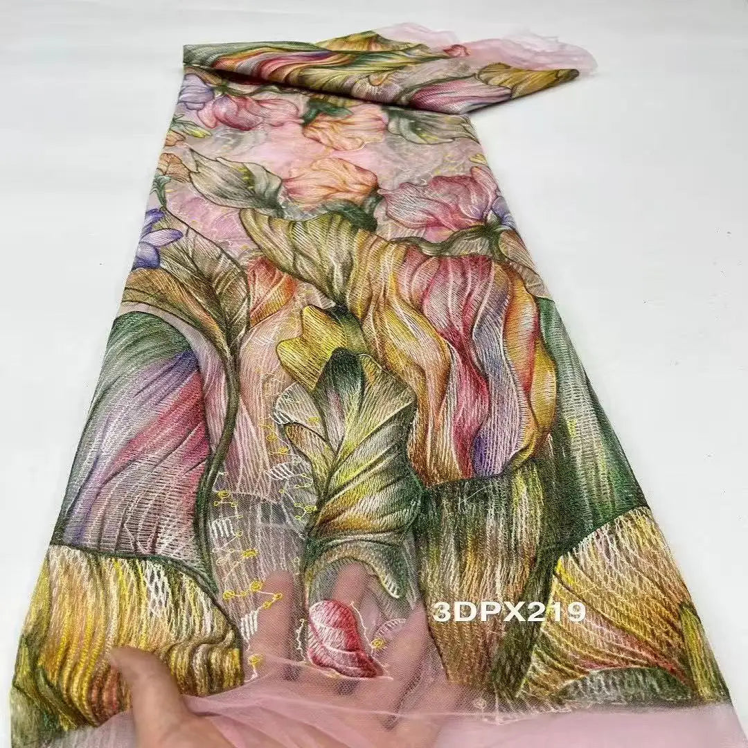 tissu dentelle fleurs stylisées moderne vert beige rose bleu gris marron translucide couture erotique