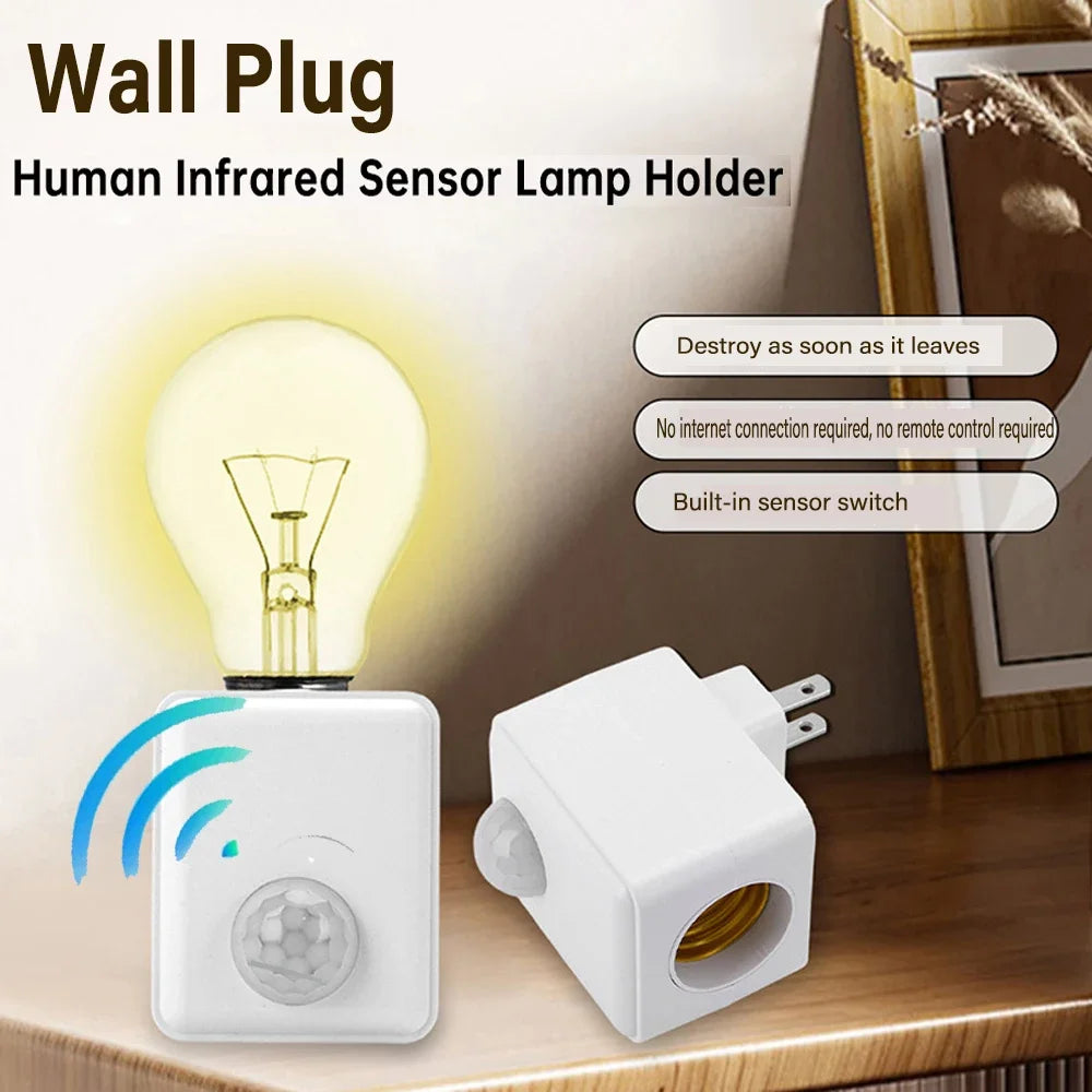 adaptateur lampe détecteur mouvement douille E27 moderne minimaliste blanc doré garage couloir