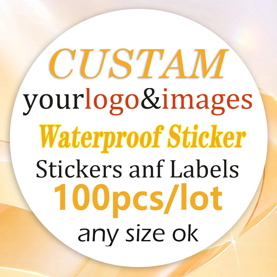 sticker personnalisable adhésif transparent moderne logo fruit flocon neige textes différentes couleurs jaune rose