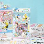 sticker snoopy coloré mignon personnages dessins animés blanc bleu rose jaune vert orange rouge