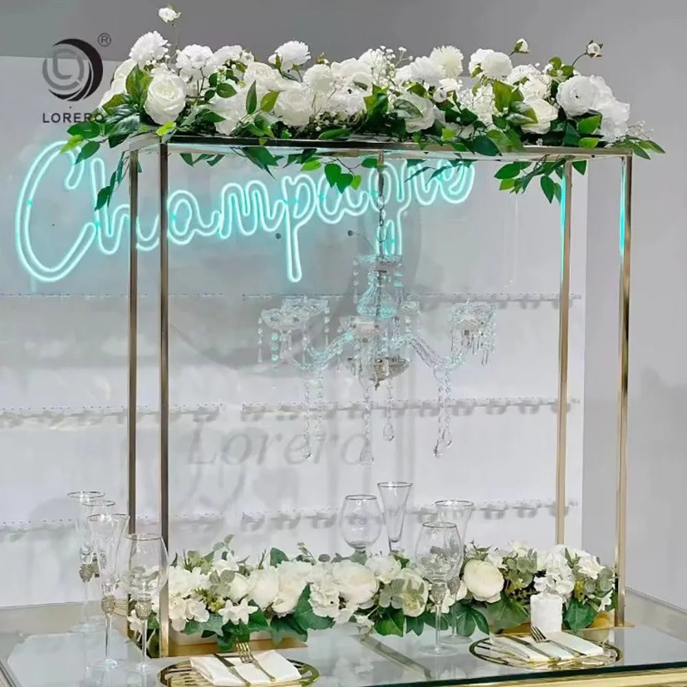 chandeliers or élégants modernes événement mariage décoration anniversaire baptême suspension anneaux fleurs transparentes