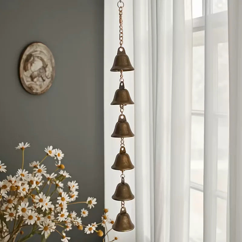 guirlande cloches métal bronze vert zen bohème chaîne décorative suspendue intérieur extérieur