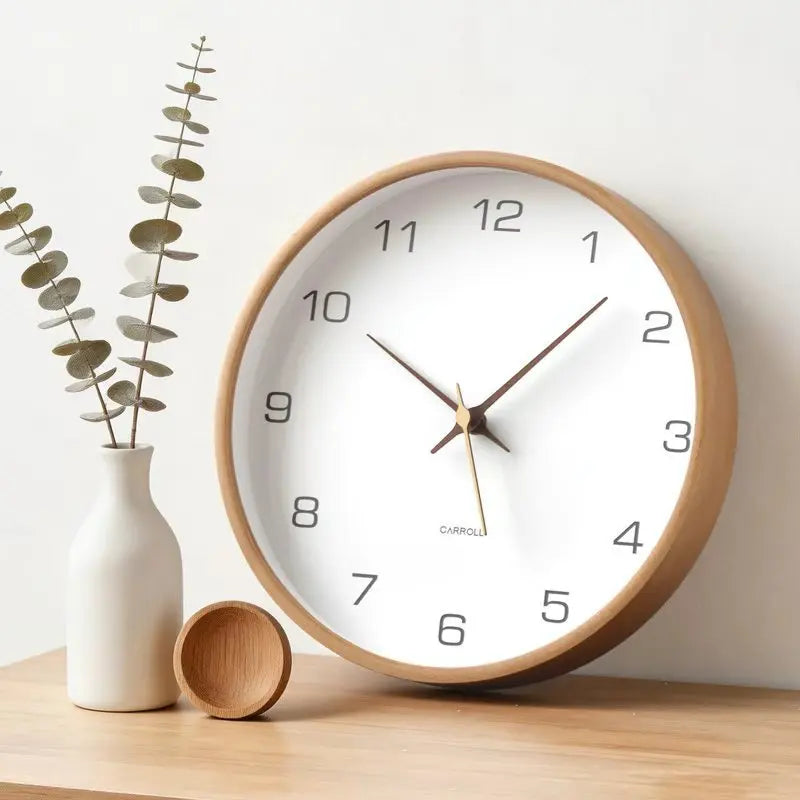 horloge murale bois naturel quartz minimaliste 10 pouces 12 pouces 14 pouces chambre salon