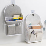 sac rangement mural gris clair moderne toile nylon pratique crochet lunettes carnets stylos