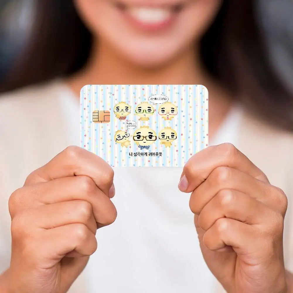 autocollants cartes bancaires dessin animé mignon personnages adhésifs réutilisables imperméables classiques féminins
