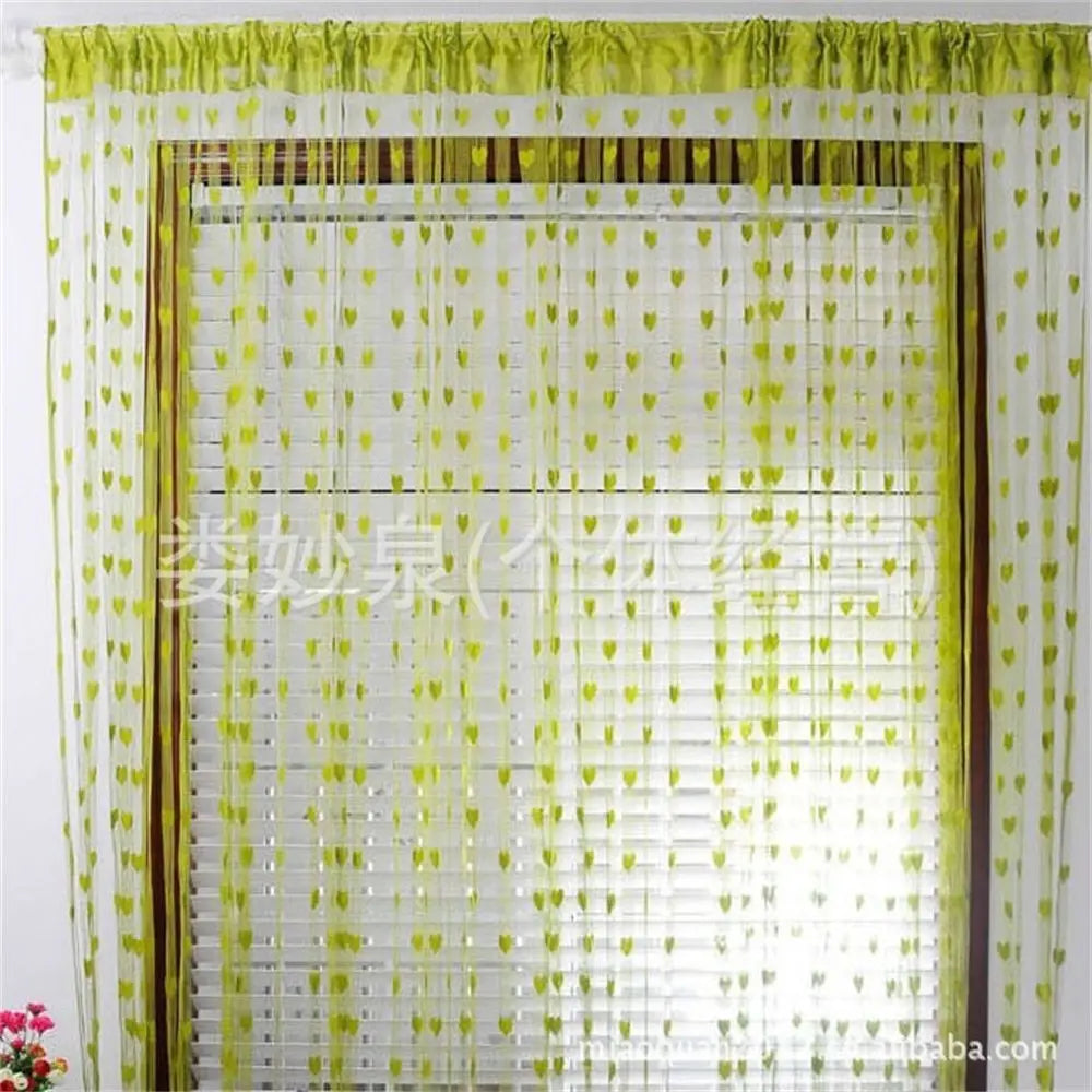 rideau decoratif franges coeurs romantique translucide salon chambre tringle maison