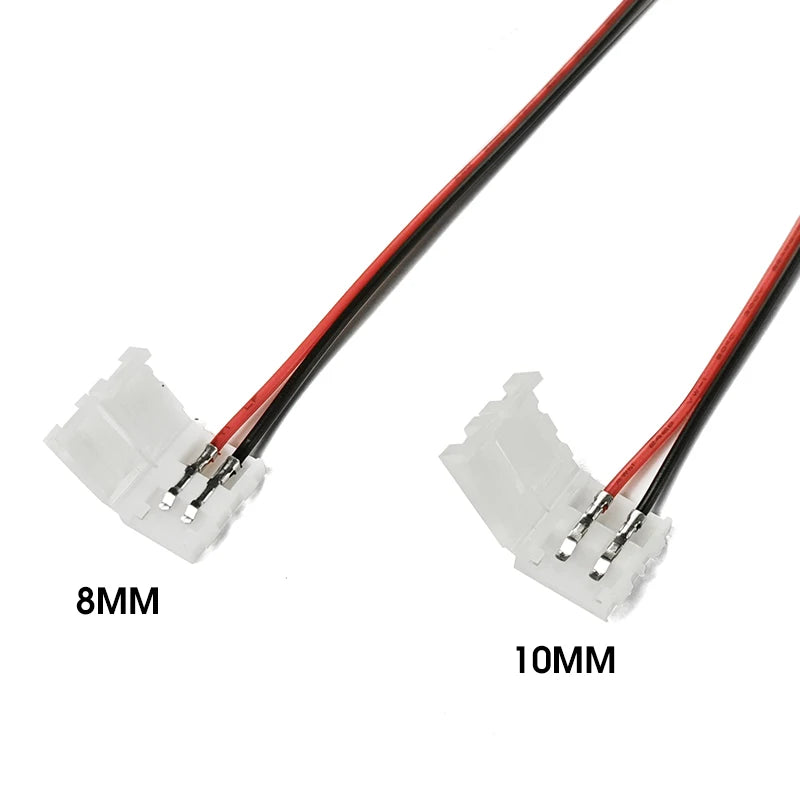 connecteurs led bande broches blanc rouge noir 8mm 10mm adhésifs modernes 20 pièces