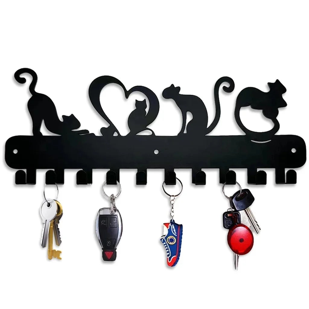 porte clefs mural noir silhouette chien pattes moderne decoration maison objet decoratif