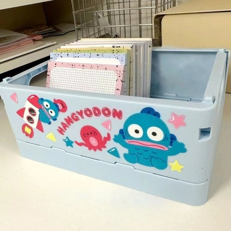 boîte rangement pliable bleu dessins animés kawaii poignées étoiles triangles hangyodon moderne enfantine