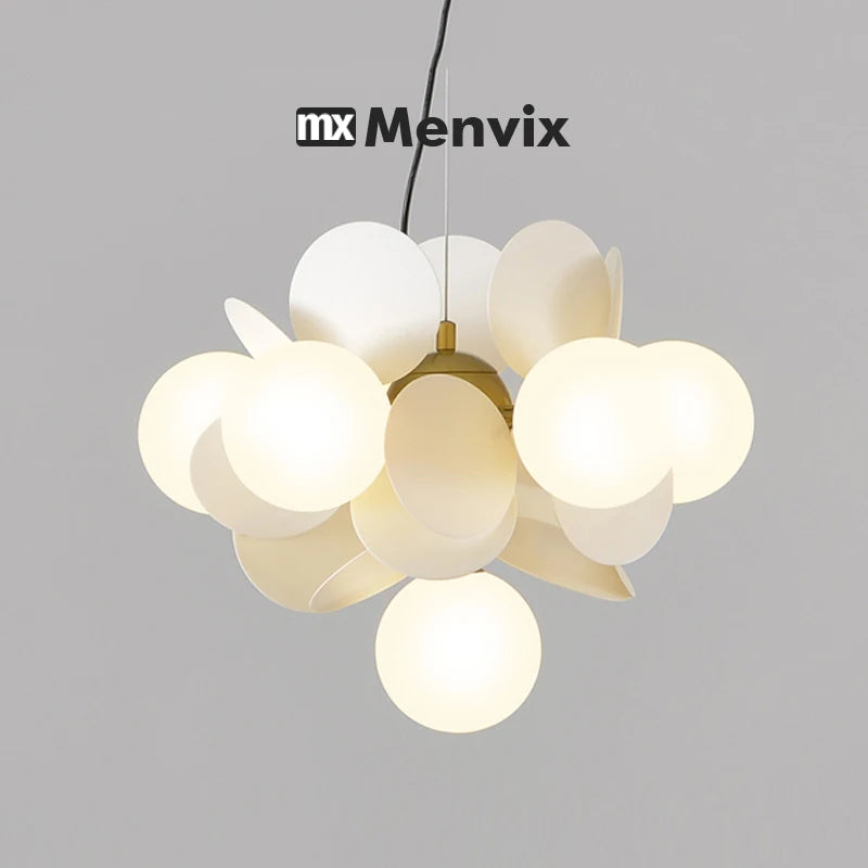suspension lumineuse moderne multicolore boules translucides branches métalliques led salon chambre