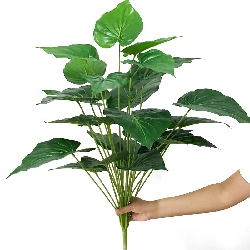 plantes artificielles feuilles vertes monstera palmes extérieures decoration moderne jardins maison tronc faux