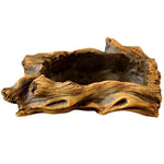 Cache plante forme racine imitation bois marron clair brun foncé texture naturelle rustique plante