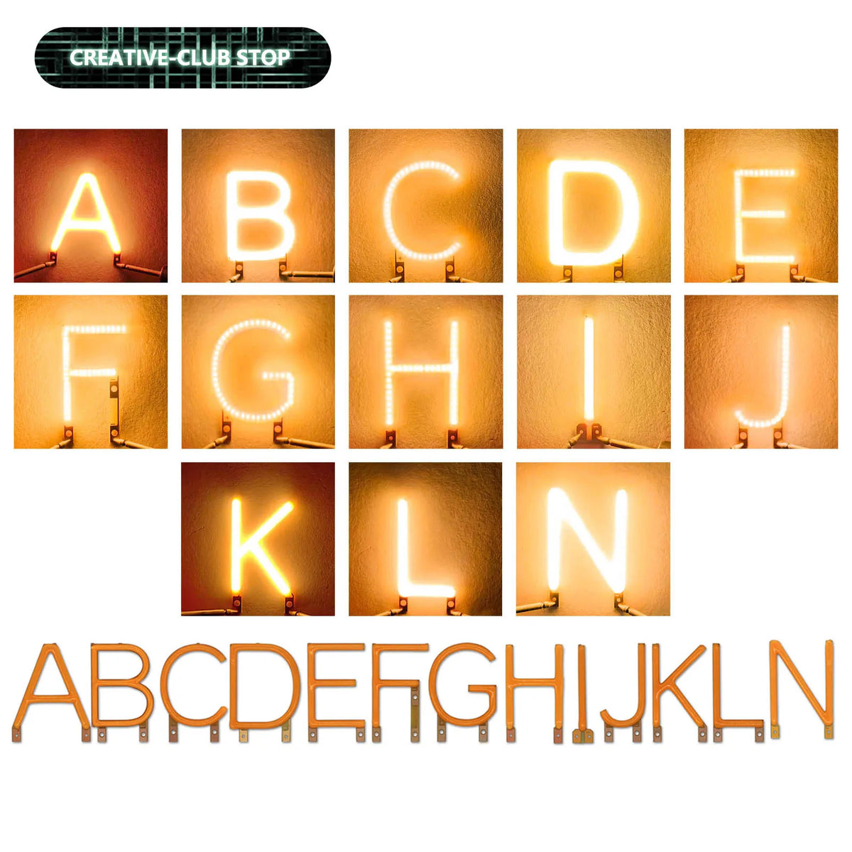 lettres lumineuses orange modernes minimalistes décoration noël fêtes 2200k LED warm white