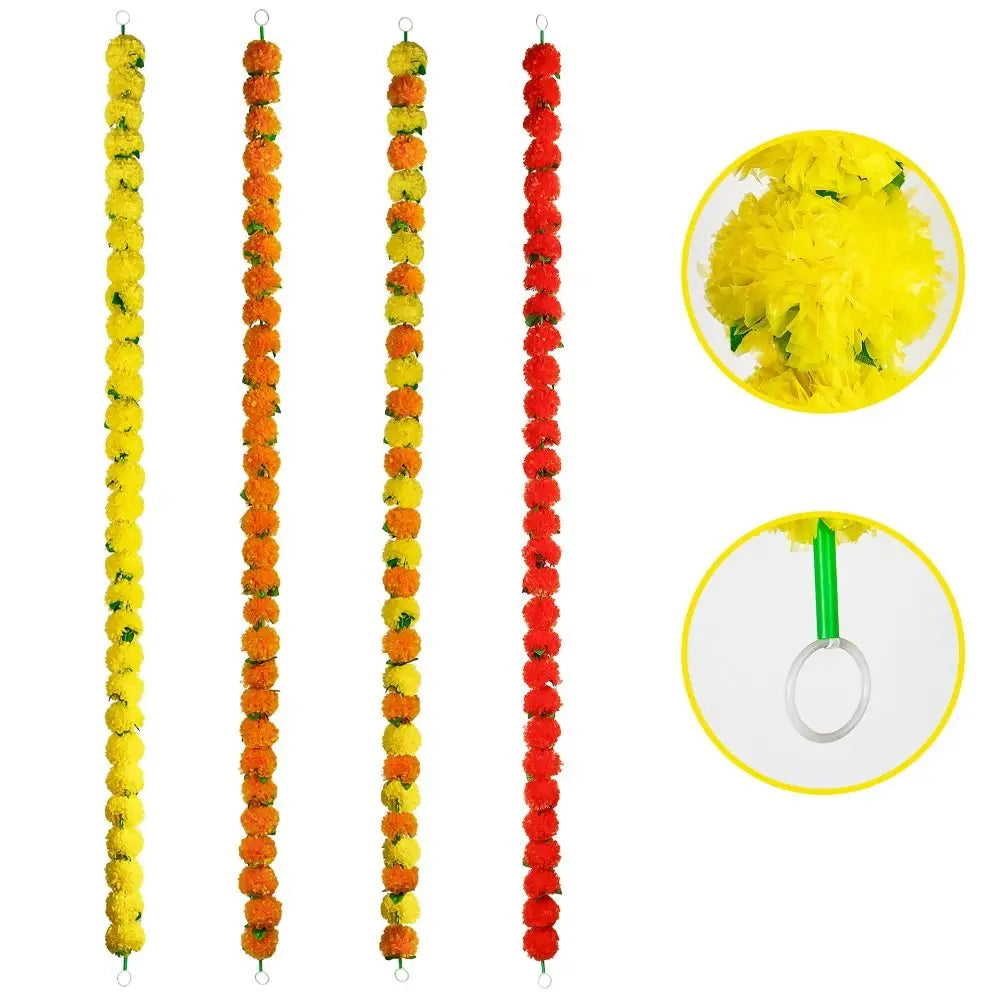 guirlande artificielle jaune rouge vert boules couleur petites feuilles cloches dorées décoration fête mariage