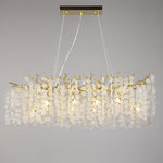Suspension lumineuse moderne or blanc feuilles dorées 100cm 120cm 150cm 180cm led élégante