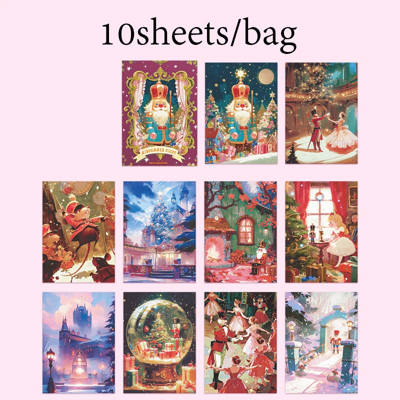 autocollants décoration cartes postales motifs féeriques paysages personnages scrapbooking bricolage opaques