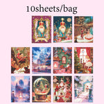 autocollants décoration cartes postales motifs féeriques paysages personnages scrapbooking bricolage opaques