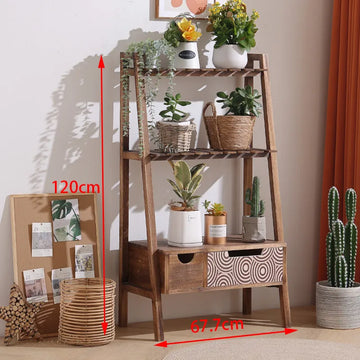 meuble étagères murales bois naturel moderne minimaliste niveaux tiroirs déco spider plant