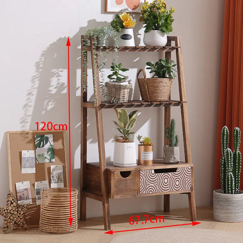 meuble étagères murales bois naturel moderne minimaliste niveaux tiroirs déco spider plant