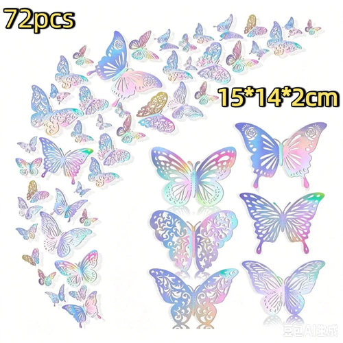papillons décoratifs transparents 3d multicolores clips inclusion mariage fête noël