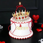 décoration gâteau anniversaire fille couronne strass or cristal vert bleu rouge rose luxueuse adhésive
