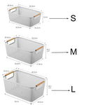 panier rangement maille fine plastique respectueux l'environnement blanc moderne poignées bois taille