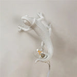 lampe posée lézard blanc texture moderne adhésif ampoule câble électrique chambre coucher lumière led