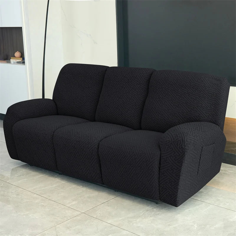 housse canapé inclinable gris jacquard moderne extensible poches fauteuil salon maison