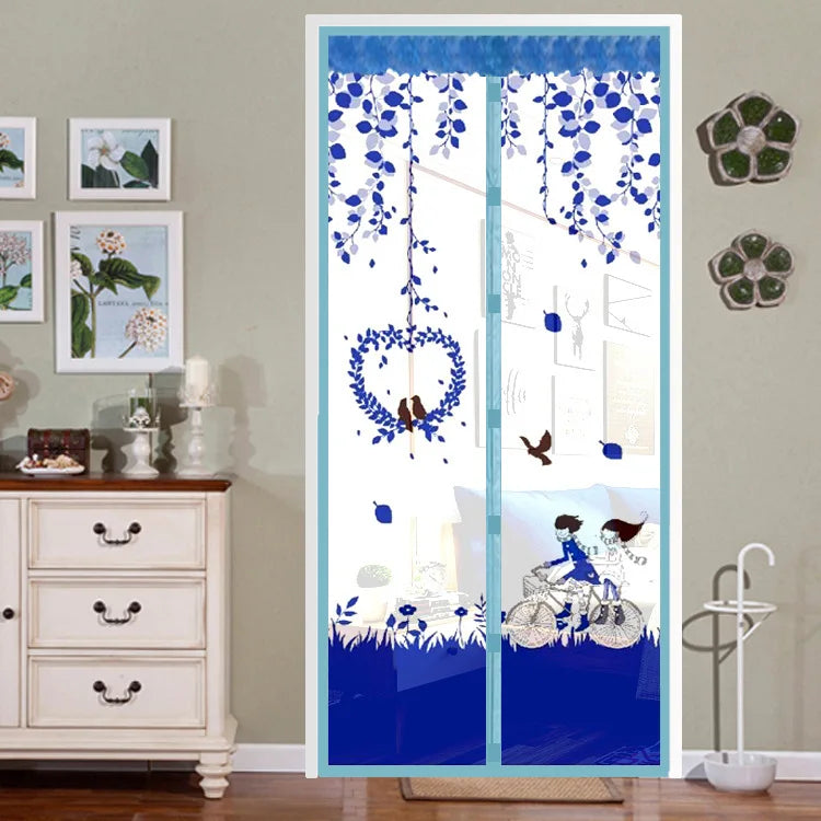 rideau porte anti moustiques motifs animaux clips magnétiques violet vert bleu moderne décoratif