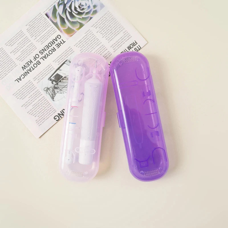 étui rangement brosse dents électrique blanc violet moderne portable pratique