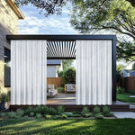 rideaux extérieurs pergola tissu plissé blanc gris translucides moderne minimaliste tringle métallique