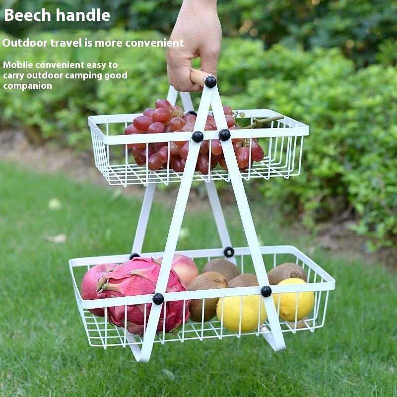 panier fruits métal noir pliable moderne rangement cuisine multifonctionnel organizer snack rack
