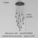 suspension lumineuse argentée gouttes pluie contemporaine fil 2000 82000 lumens chambre salon étude