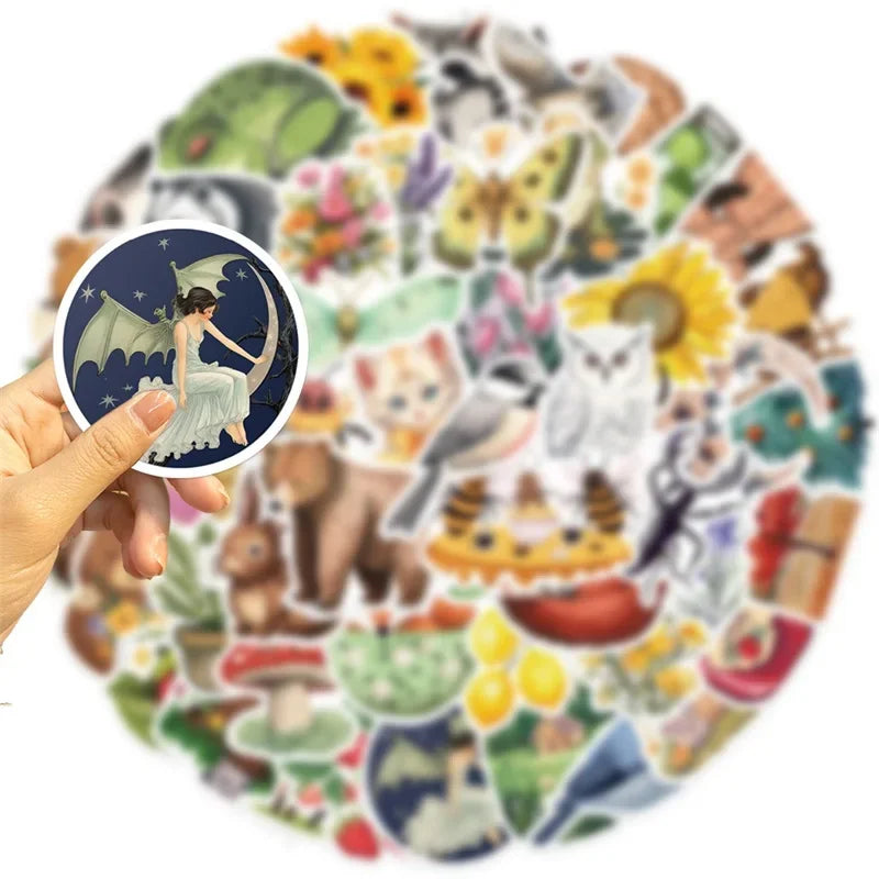 stickers pvc animaux fruits fleurs adhésifs scrapbooking décoration papeterie école divers motifs pack 10pcs
