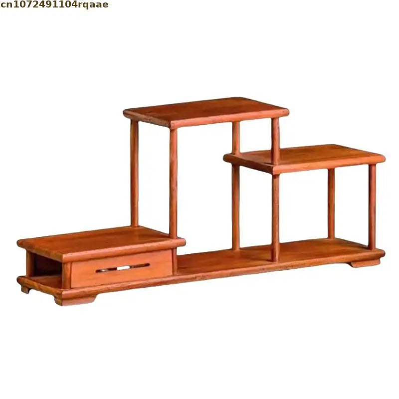 étagère bois rouge brun multi niveaux classique minimaliste plateaux tiroir intégré decoration maison