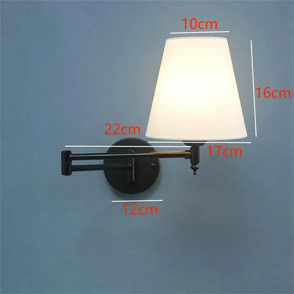 lampe murale moderne bras articulé or noir abatjour blanc éclairage quotidien chambre entrée
