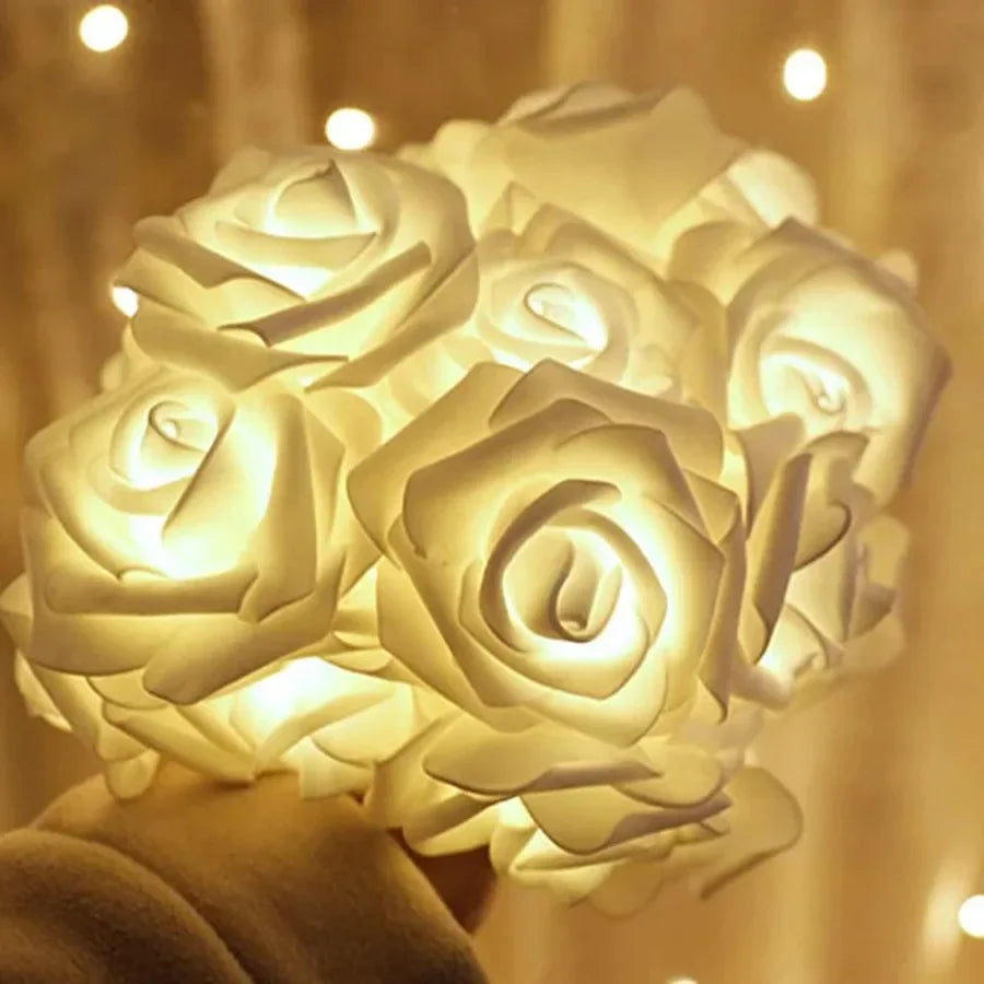 guirlande lumineuse roses artificielles romantique décoration intérieure saint valentin mariage festive