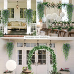 guirlandes florales artificielles suspendues rouge vert blanc décoration extérieure bohème feuilles fleurs