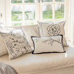 coussin décoratif moderne motif floral blanc nordique polyester jacquard adhésif